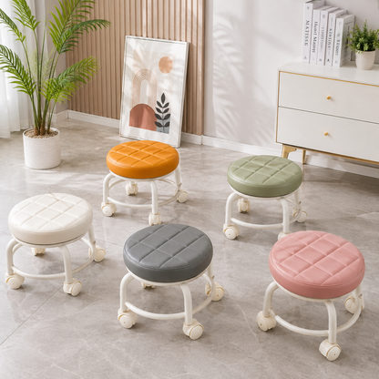 Round Rolling Stool with Wheels