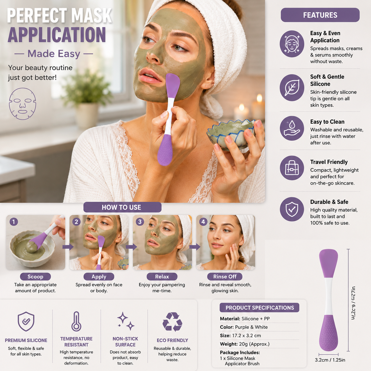 Silicone Face Mask Applicator Brush,