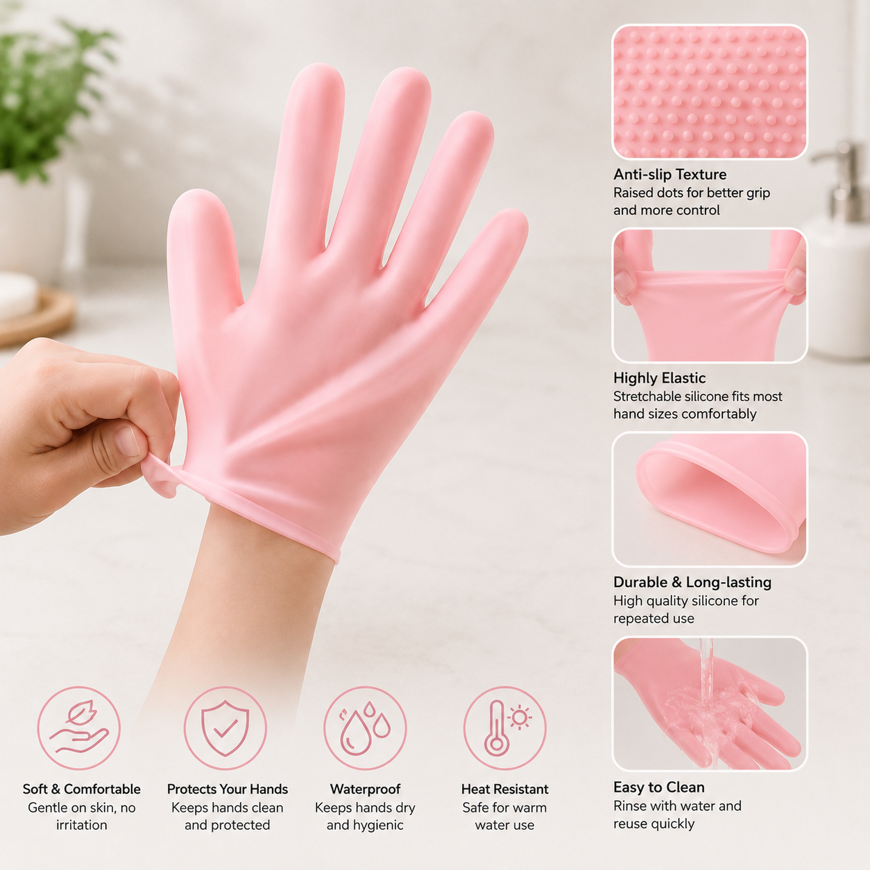 Silicone Moisturizing Gloves (1 Pack)