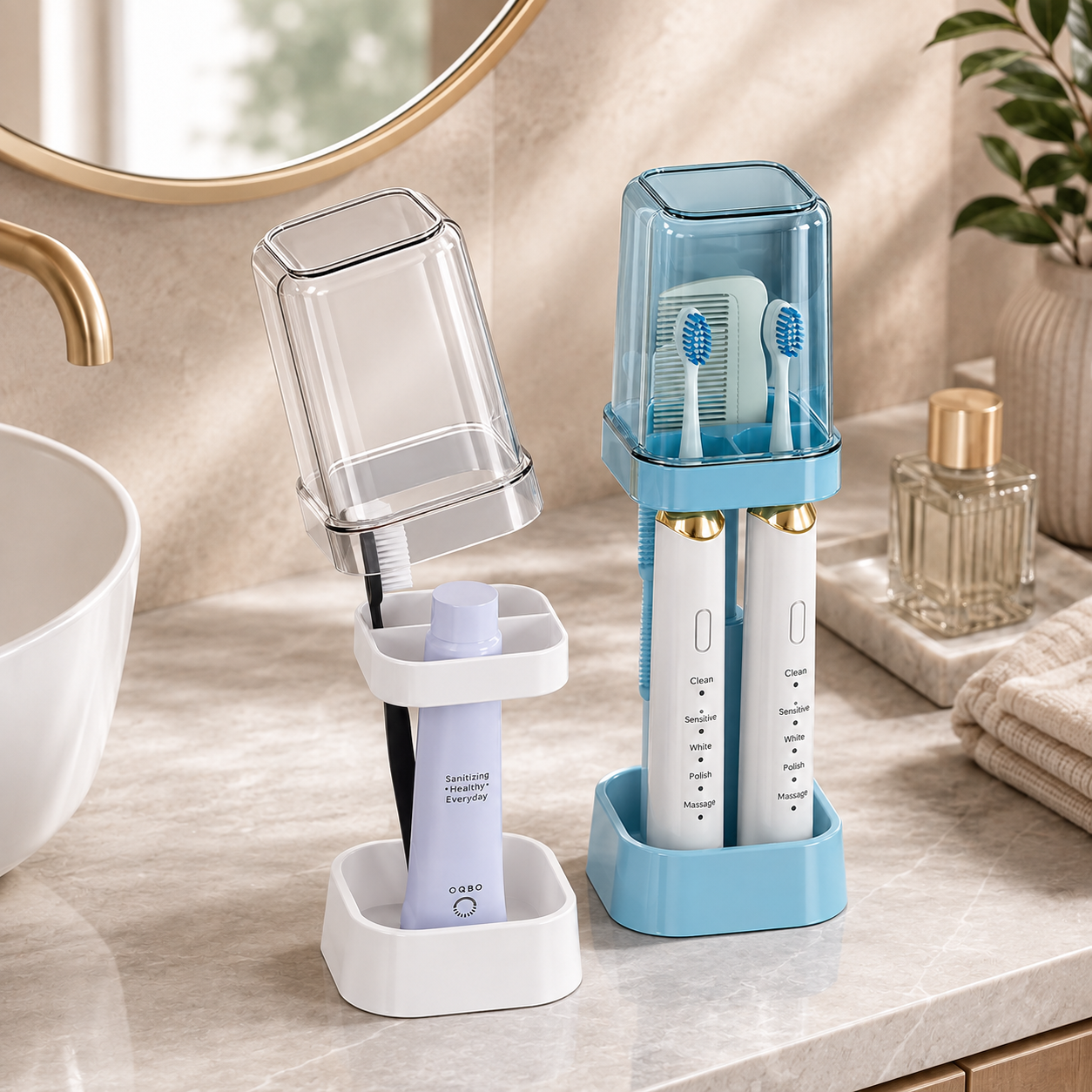 Multi-Function Bathroom Organizer Stand for Toothbrush