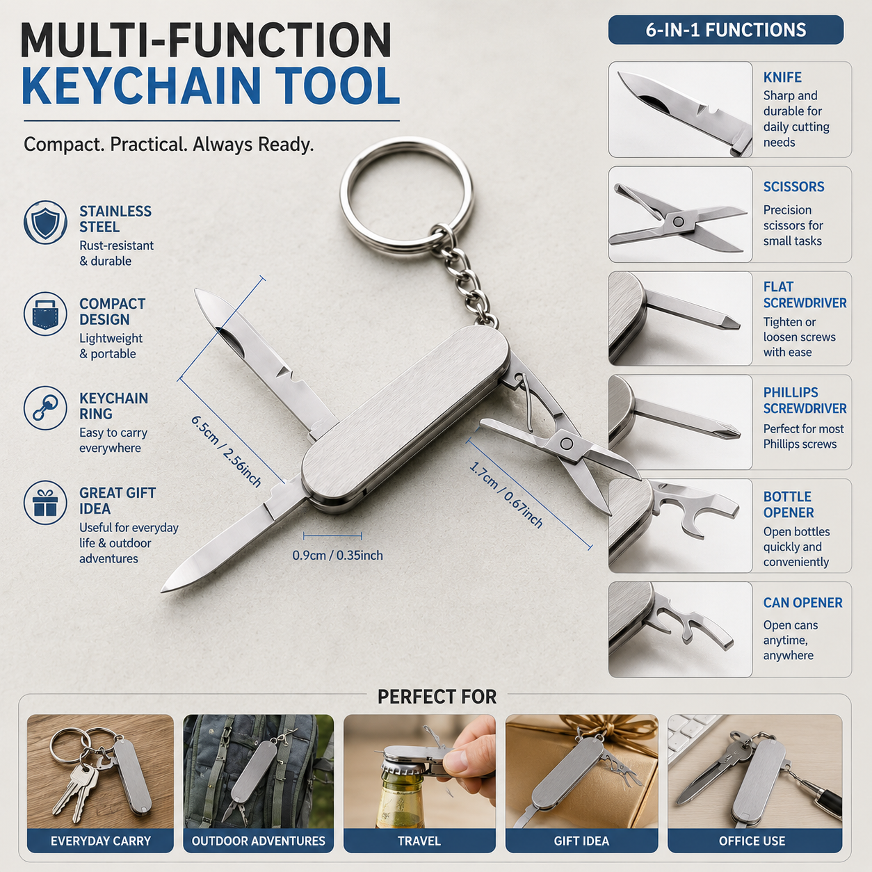 Mini Multi Tool Keychain Pocket Knife