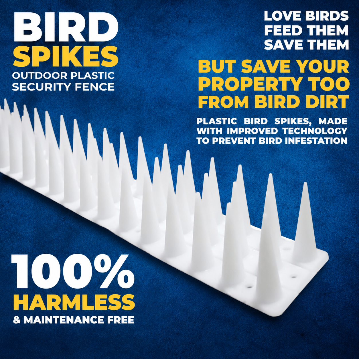Premium Plastic Bird Spikes for Pigeons & Birds
