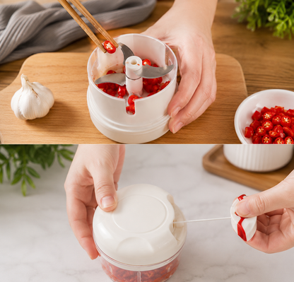 Compact Hand-Powered Vegetable & Meat Mincer with Comfort Grip Handle