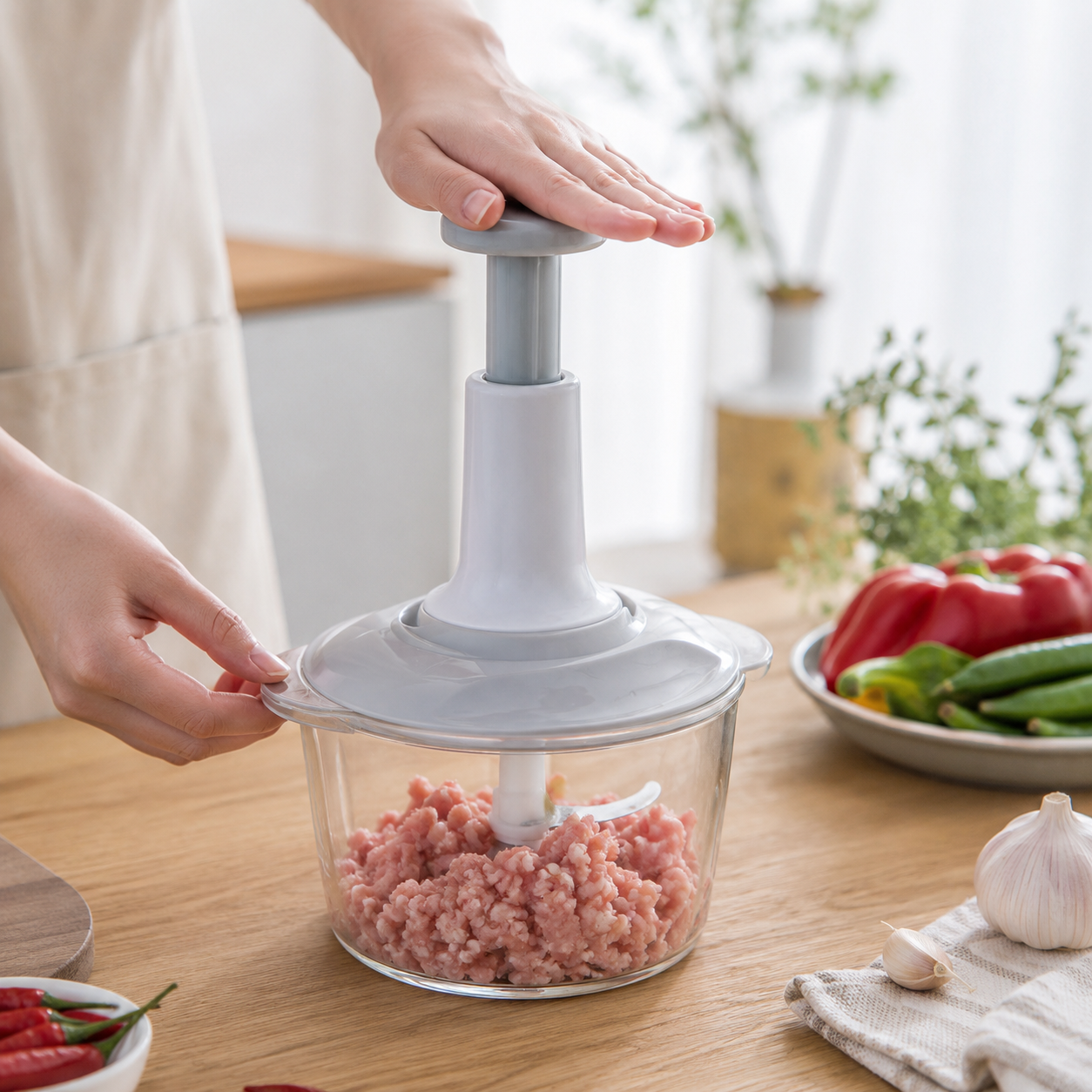 Multi-Blade Kitchen Chopper for Meat, Garlic, Onion & Herbs