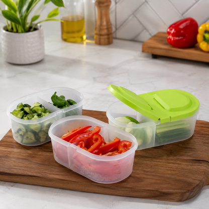 Dual Compartment Food Storage Container Set Pack of 2