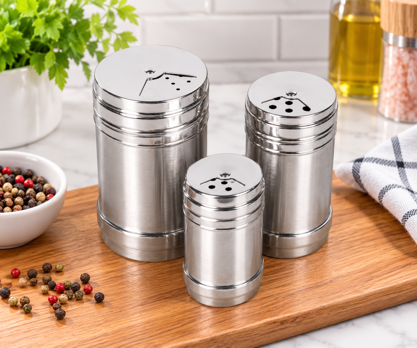 Stainless Steel Spice Shaker Set
