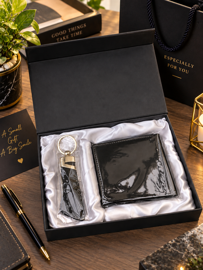 Bifold Wallet with Keyring in Elegant Gift Box