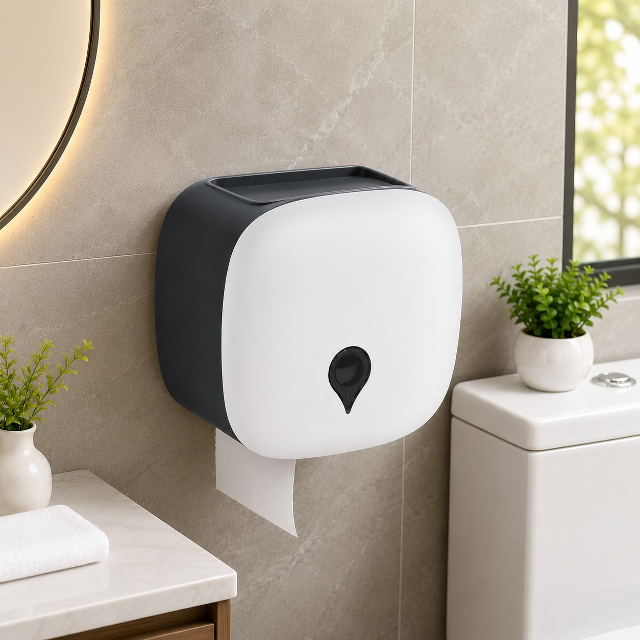 Premium Wall Mounted Tissue Paper Dispenser with Storage Shelf