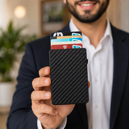 Carbon Fiber Pop Up Card Holder Wallet