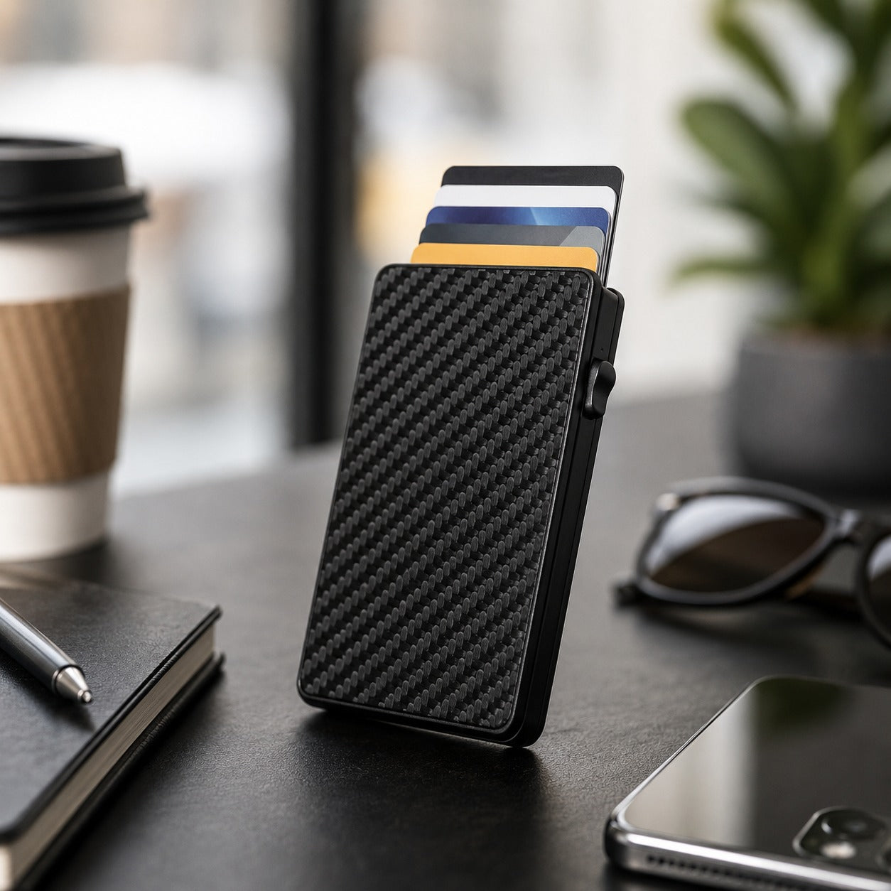 Carbon Fiber Pop Up Card Holder Wallet