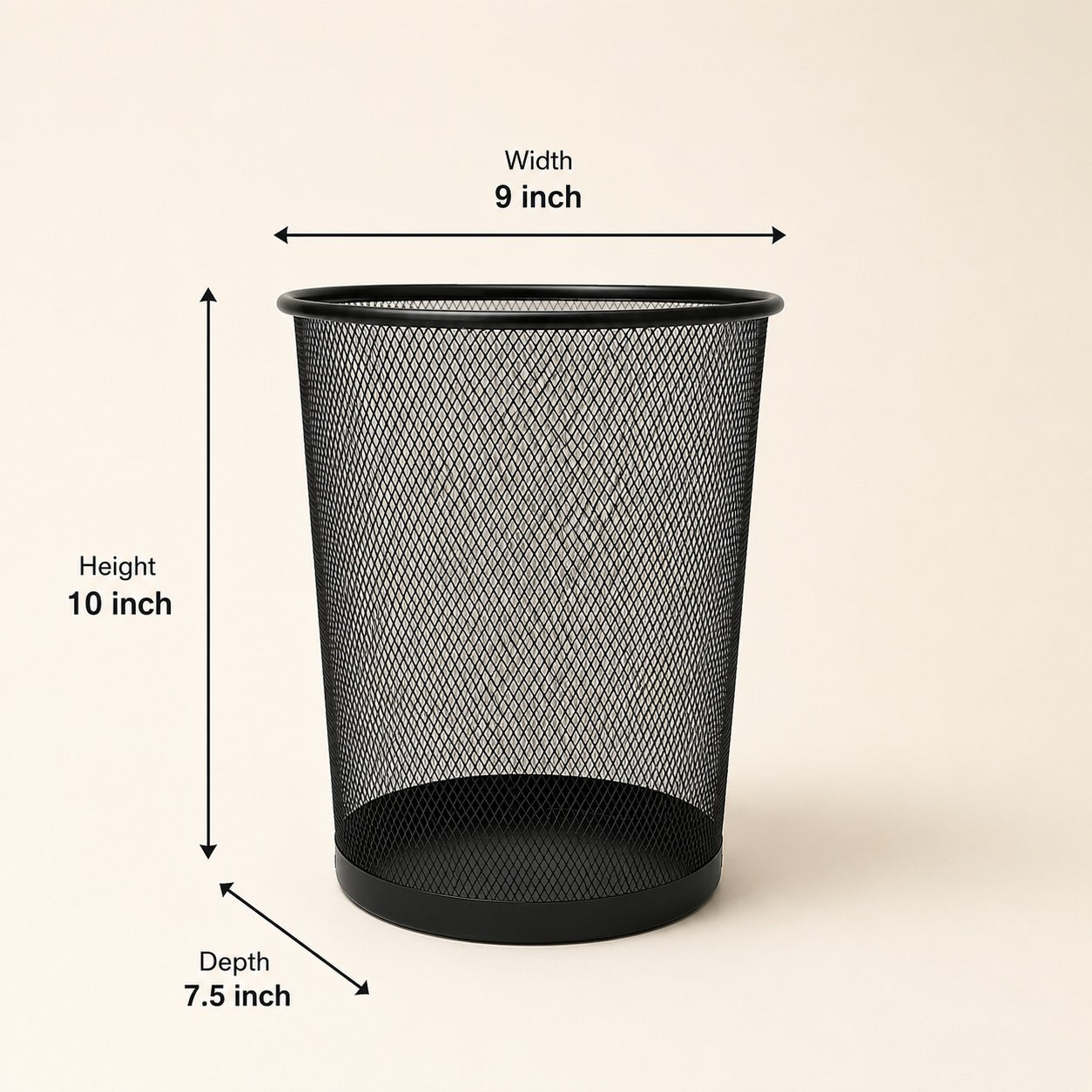 Premium Black Metal Mesh Dustbin