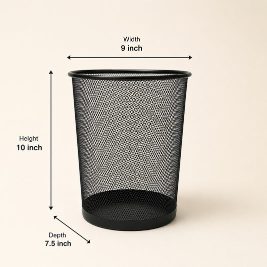 Premium Black Metal Mesh Dustbin