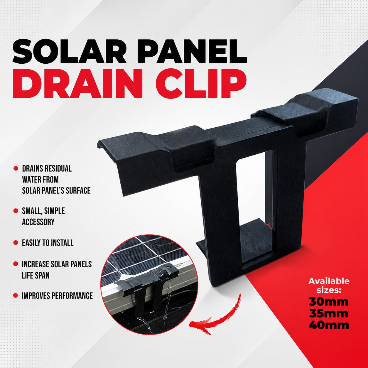 Water Drainage Clip for Solar Panels