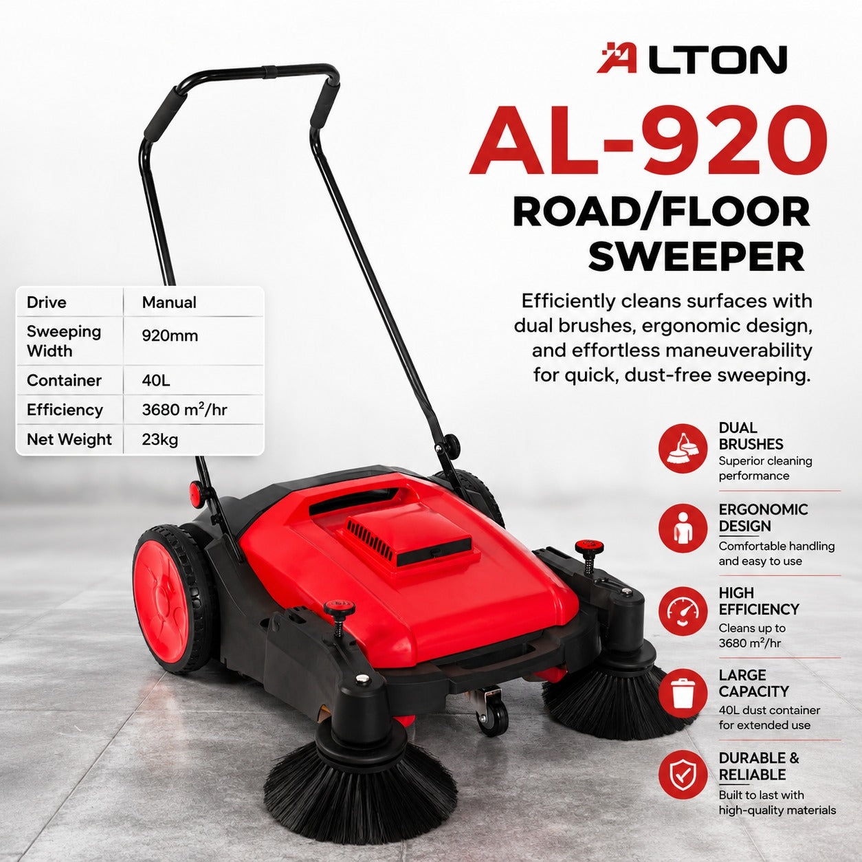 AL-920 Manual Road & Floor Sweeper