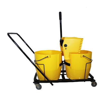 Double Bucket Mopping Trolley with Wheels & Wringer