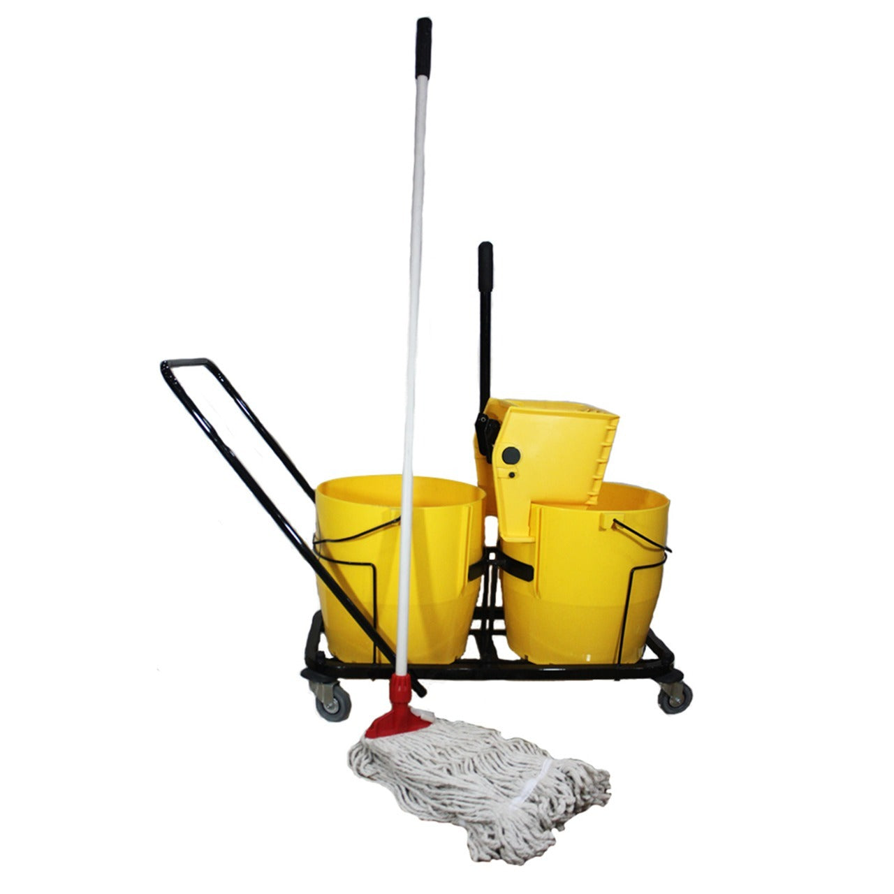 Double Bucket Mopping Trolley with Wheels & Wringer