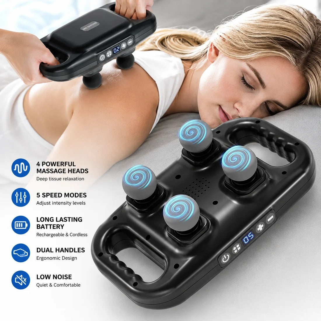 4D Deep Kneading Massager with Dual Handles