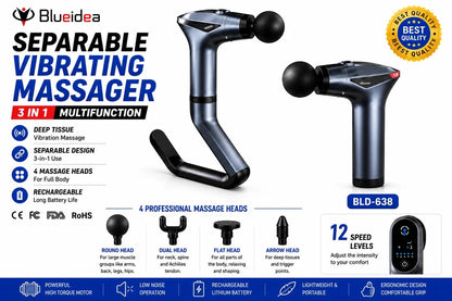 Blueidea 3 in 1 Separable Massage Gun BLD 638, Extended Handle Deep Tissue