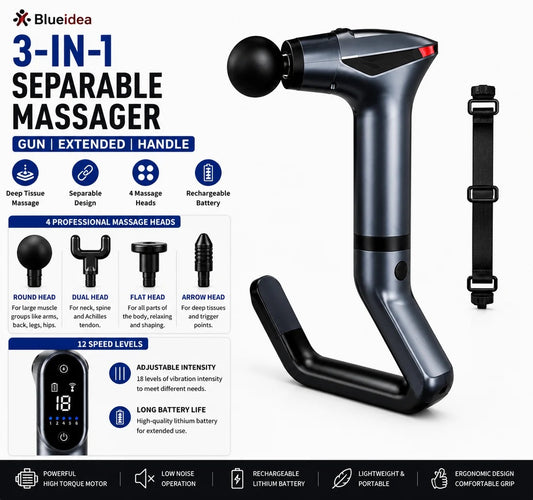 Blueidea 3 in 1 Separable Massage Gun BLD 638, Extended Handle Deep Tissue