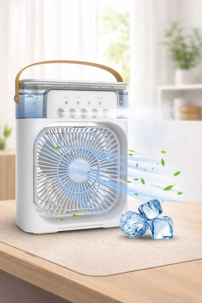Portable Mini Air Cooler Fan, Personal Evaporative Cooling Fan with Water Mist & LED Light