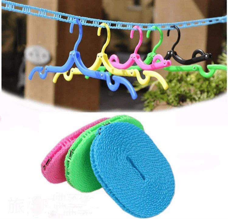Portable Clothesline Rope with Hooks