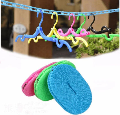 Portable Clothesline Rope with Hooks