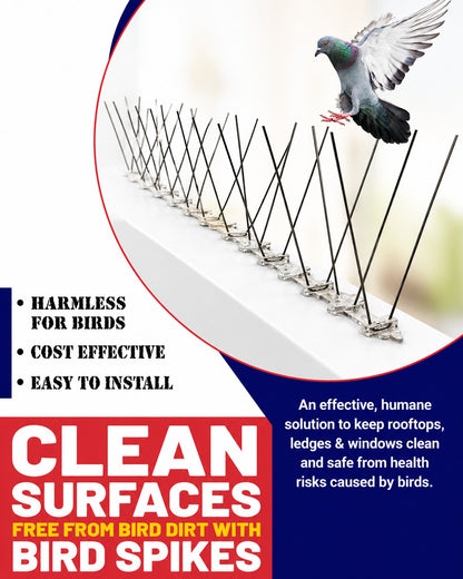 Anti Bird Spikes for Pigeons, Stainless Steel Bird Deterrent Strips 12 inch
