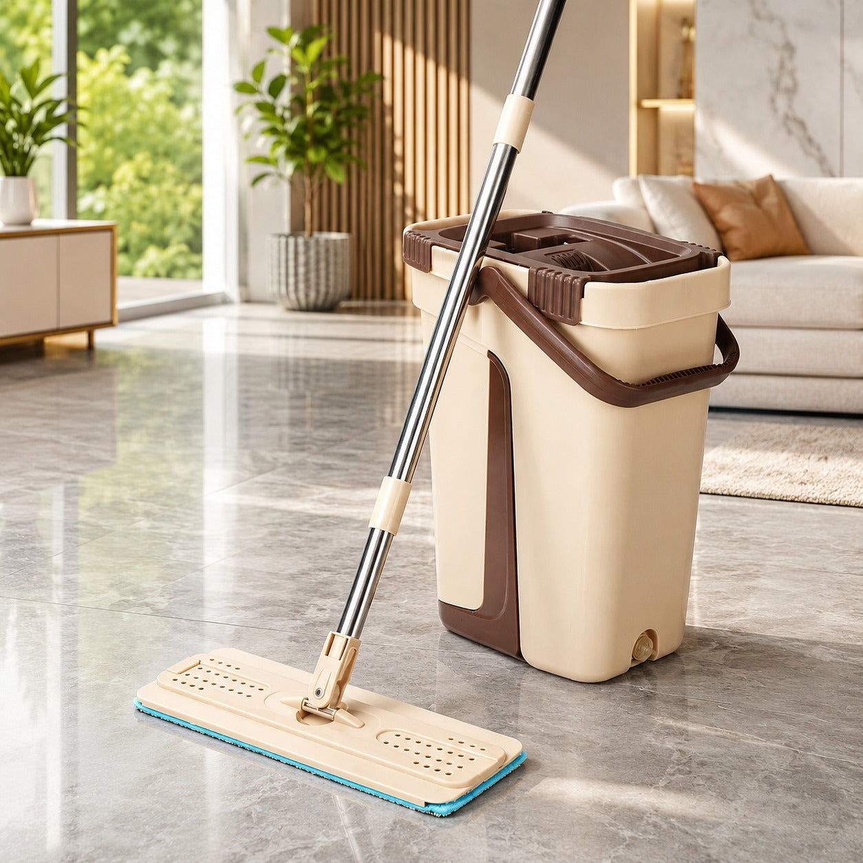 Self Cleaning Hands Free Mop System with Wringer