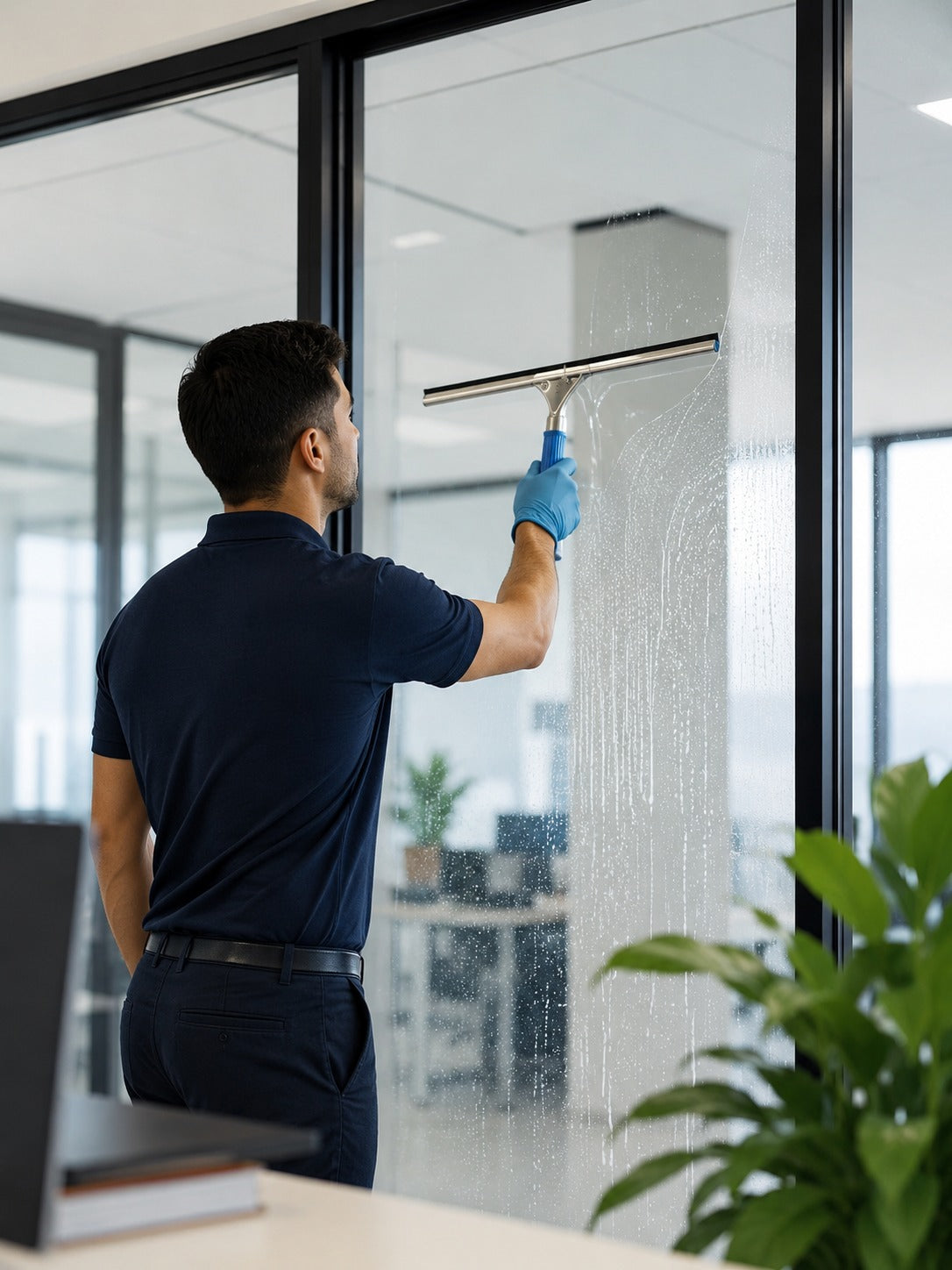 Professional Stainless Steel Window Squeegee with Rubber Blade