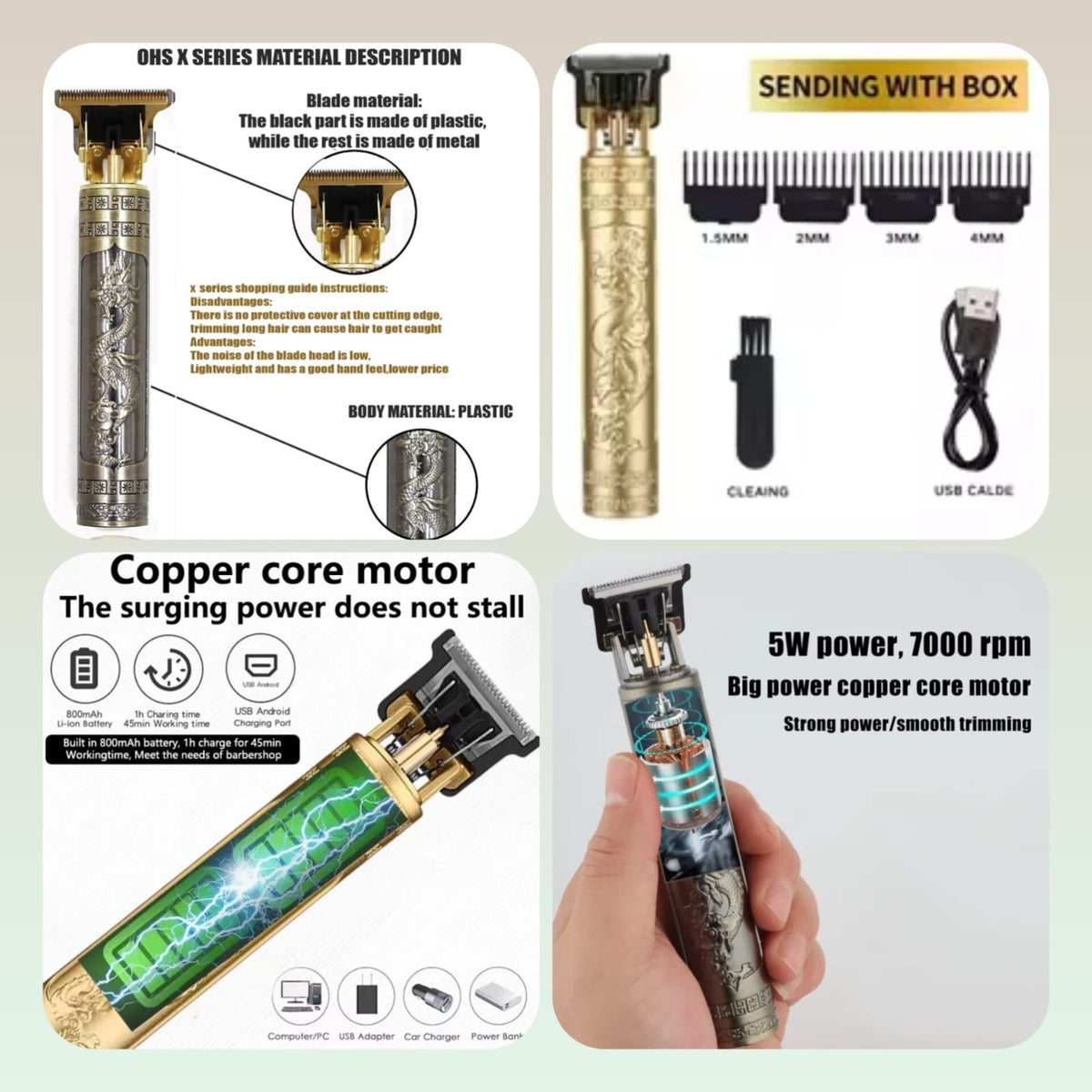 T9 Electric Hair Professional Hair Cutting Machine Men's Shaver Trimmer for Men Beard Haircut Machine Metal USB