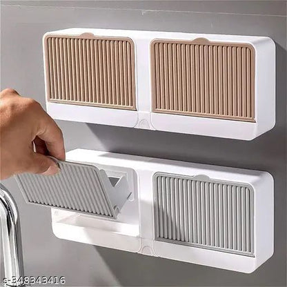 Self Adhesive Punch-Free Soap Box with Hook for Bathroom, Kitchen, Shower