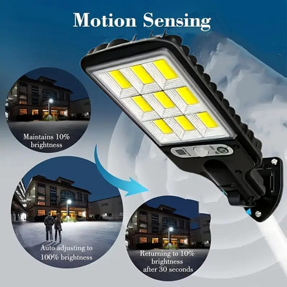 200W Solar-Powered Outdoor Street Light with Transparent LED, Remote Control & Adjustable Motion Sensor