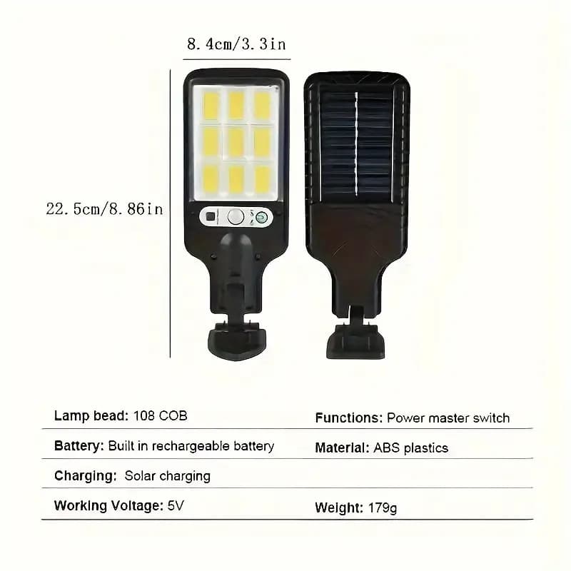 200W Solar-Powered Outdoor Street Light with Transparent LED, Remote Control & Adjustable Motion Sensor