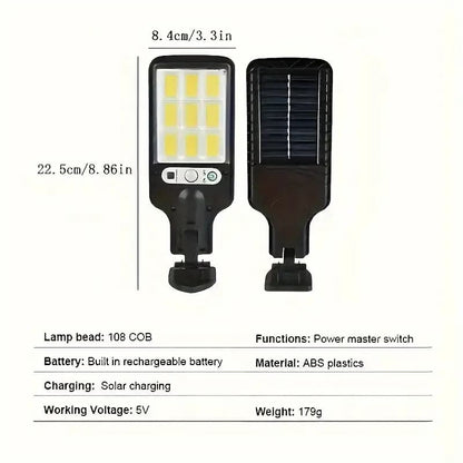 200W Solar-Powered Outdoor Street Light with Transparent LED, Remote Control & Adjustable Motion Sensor