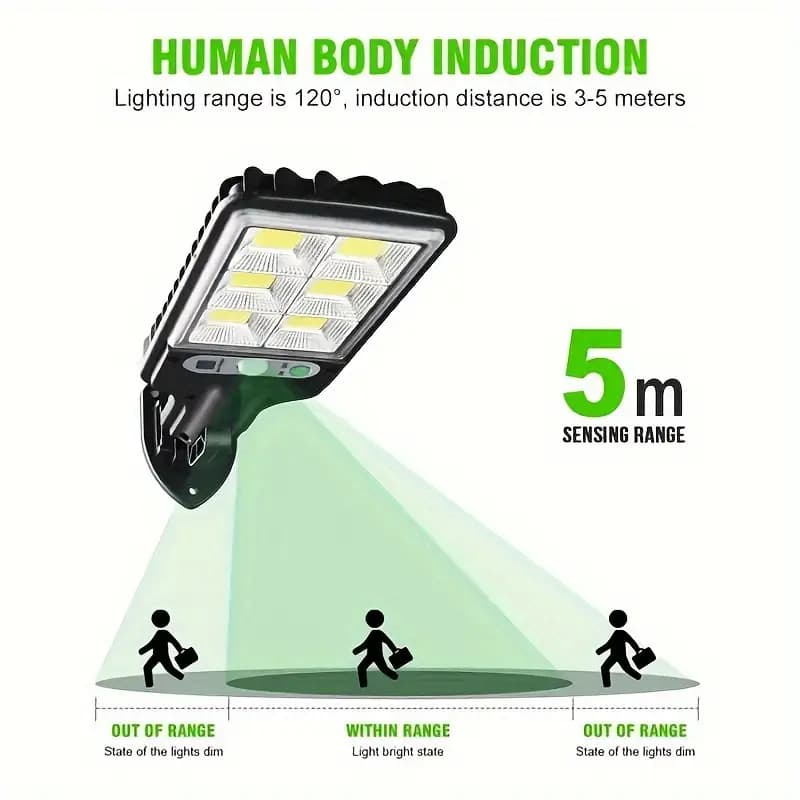 200W Solar-Powered Outdoor Street Light with Transparent LED, Remote Control & Adjustable Motion Sensor