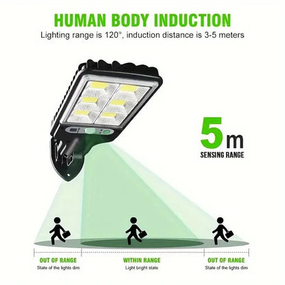 200W Solar-Powered Outdoor Street Light with Transparent LED, Remote Control & Adjustable Motion Sensor