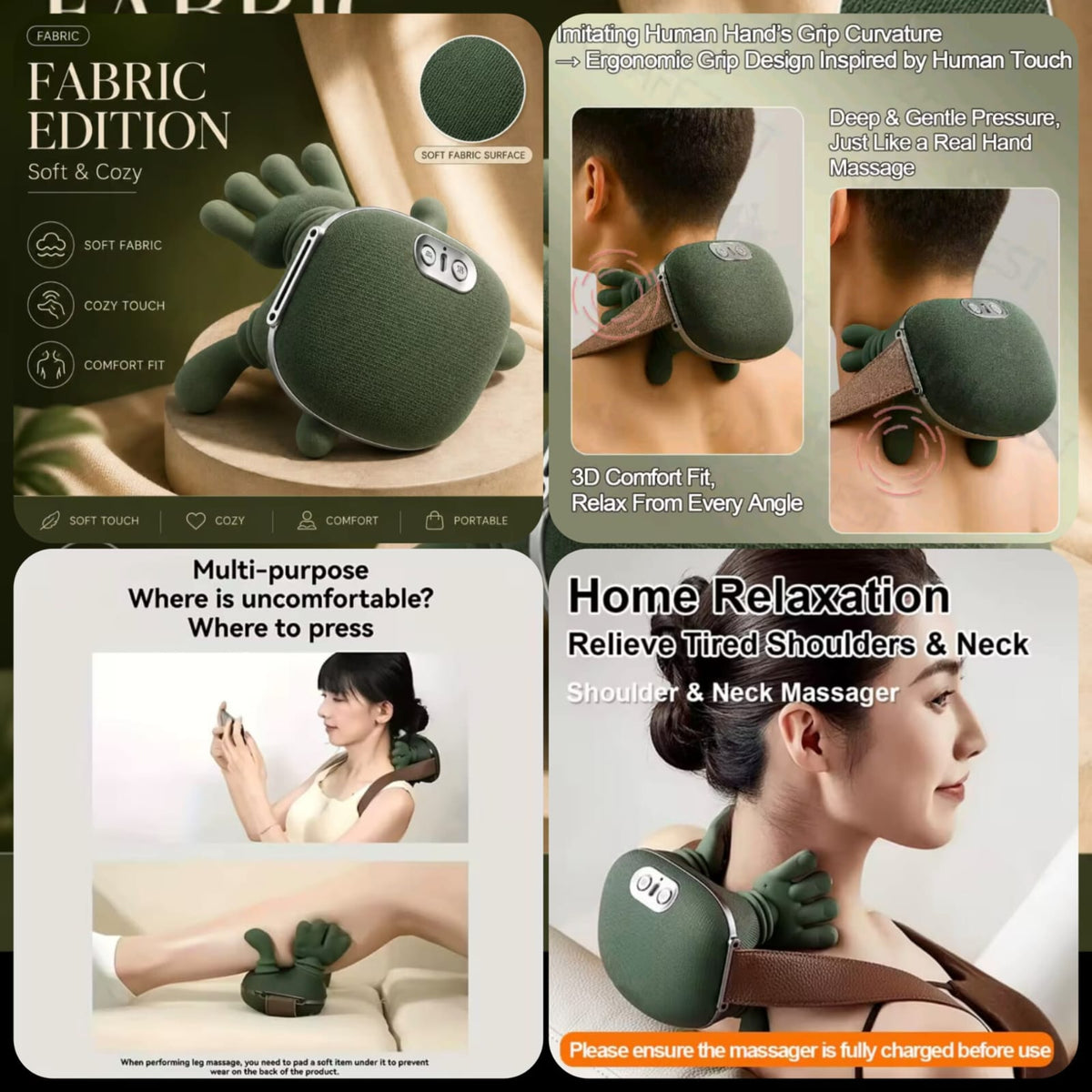 Realistic Hand Massager for Neck & Shoulder, Kneading Human Hand Simulation Massage Device