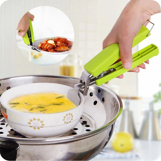 Stainless Steel Bowl & Plate Clamp Holder with Non-Slip Handle,