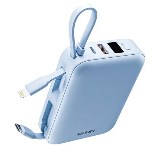 RONIN Power Bank with Built-In Lightning & USB-C Cables  Compact Fast Charging Portable Charger