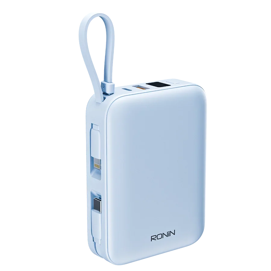 RONIN Power Bank with Built-In Lightning & USB-C Cables  Compact Fast Charging Portable Charger