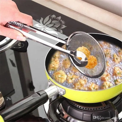 Multi-Functional Stainless Steel Frying Spoon with Tongs