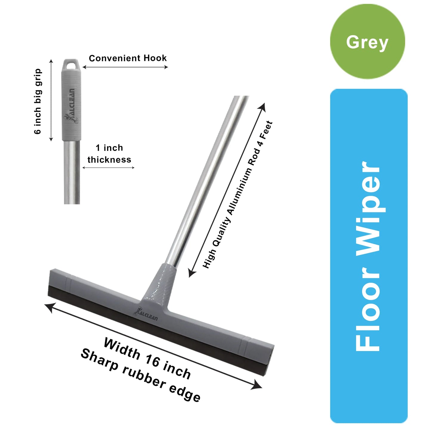 Aluminium Floor Wiper Set (Grey) | Heavy Duty Floor Squeegee with Aluminium Handle